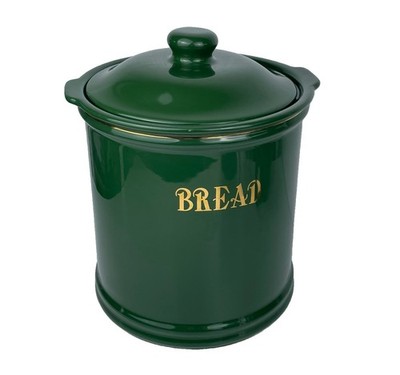 Grüner Brotkasten Keramik Vintage 90er 90er runder Topf Golddeckel Küche 