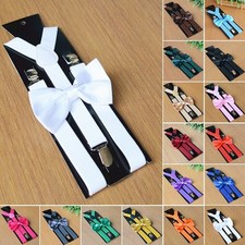 New Men Sets Fancy Costume Fashion Matching Suspenders Braces Bow Tie