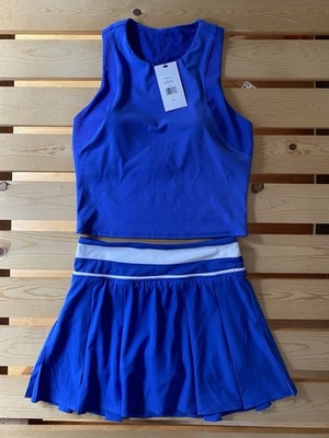 NWT Thrive Société Inset Bra Tank Top & Varsity Inset Pleated Skort Blue Sz M