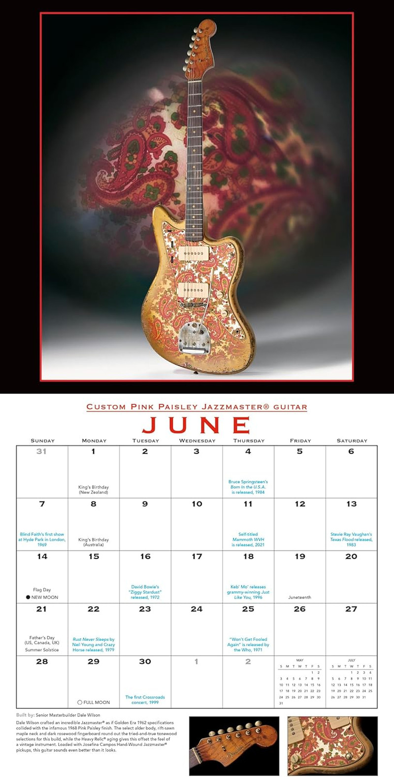 Fender Custom Shop Guitars 2026 Wall Calendar, 16-Month Guitar & Music Photograp
