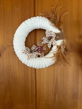 White Cozy Christmas Wreath with Gingerbread Man Accents
