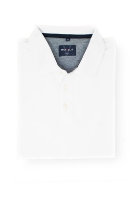 Marvelis Herren Poloshirt Modern Fit Polokragen Einfarbig Weiß