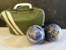 Vintage Marbled Swirled Purple Duckpin Bowling Balls And Bag