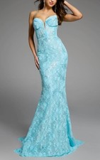 Jovani Sweetheart Lace Gown With Corset Bodice And Lace-Up Back Size 2