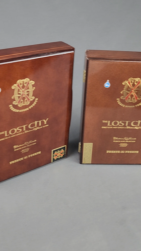 Fuente Opus X The Lost City Empty Cigar Box Pair Piramides Robusto Wood Velvet - Video 1 of 1