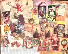 #22 - VINTAGE JUNK JOURNAL 3D CHRISTMAS 50+ pieces KIT Stickers
