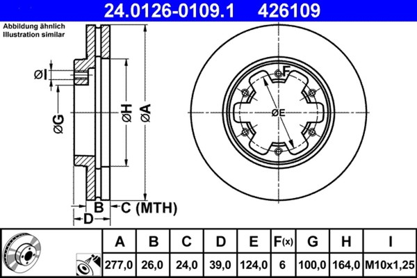 2X Bremsscheibe ATE 24.0126-0109.1 FüR Nissan Ford Maverick Terrano Pick D22 UNS-image