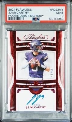 2024 PANINI FLAWLESS ROOKIE DEBUT SIGNATURES RUBY JJ MCCARTHY 9/15 PSA 9