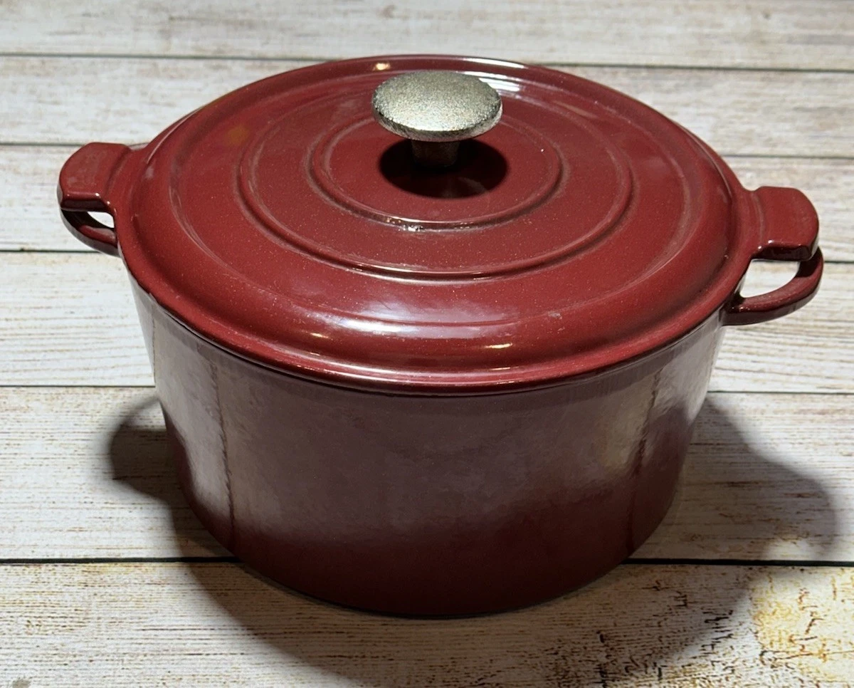 Vintage Maroon Burgundy Red Dutch Oven 5 Quart Made In France