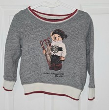 Polo Ralph Lauren Sled Polo Bear Terry Sweatshirt Gray Toddlers Size 2/2T SEE DE