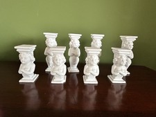 Lot de 8 piliers gâteau de mariage chérubin porcelaine biscuit mat 3 niveaux putti agneau
