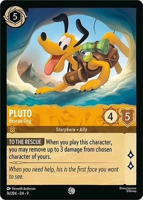 Pluto Rescue Dog 16/204 Disney Lorcana Fabled Regular Common Card NM