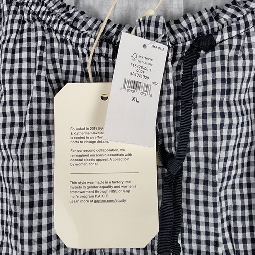 New Gap × DÔEN Navy Blue Gingham Crop Tank Top Women’s Size XL Cottagecore - Picture 7 of 11