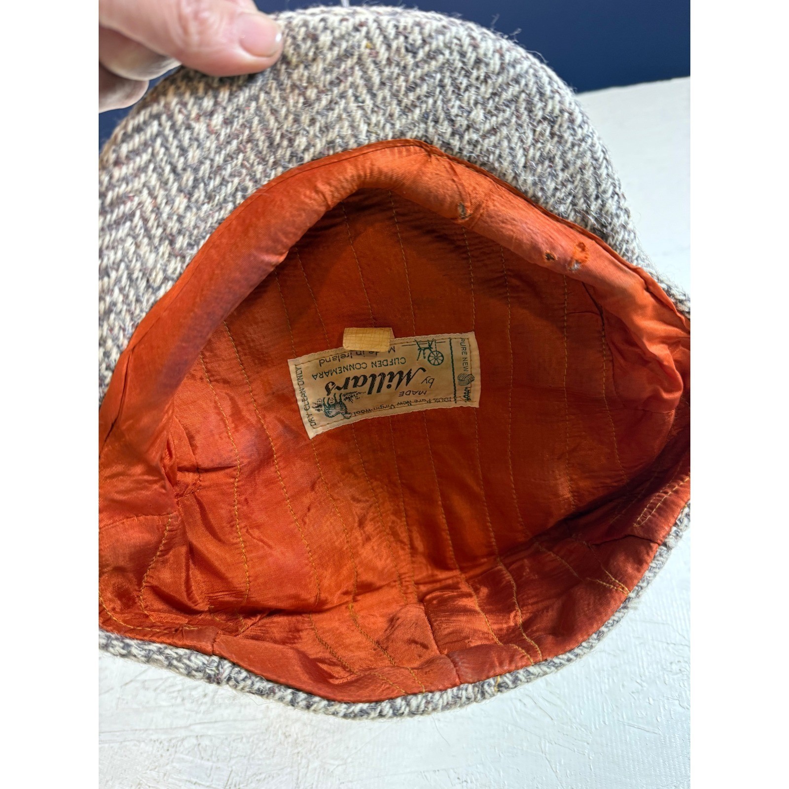 Millars Irish Wool Herringbone Tweed Flat Cap Hat… - image 5