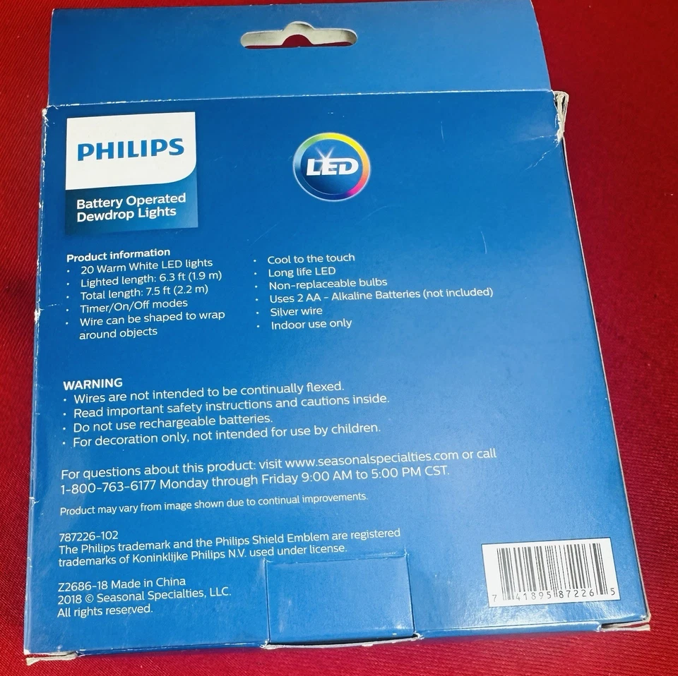 Philips Hanukkah Dewdrop LED Lights 20 Warm White Star of David Battery 6.3ft - Image 4 of 4