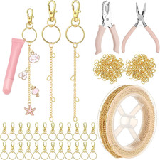 227 Pcs Lip Gloss Keychain Making Kit Bulk 24 Keychain Clips with Lobster Claw C