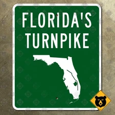 Florida Turnpike road sign Miami Fort Lauderdale West Palm Beach Orlando 10x12