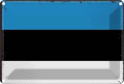 Blechschild 12x18 cm Estlands Estonia Flagge Fahne Wappen Deko Geschenk Metall S