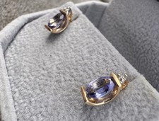 14K Gold David Yurman Tanzanite Diamond Sculptural Earrings  