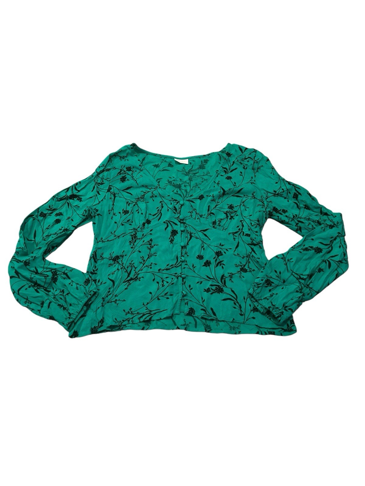 Abound Green Floral Button Down Medium - image 1