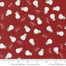 EMMITT AND IVY Snowmen on Red BY SWEETWATER, Sld by 1/2 Yd Cut Continuous