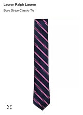 LAUREN Ralph Lauren Boys Silk Stripe Classic Tie Blue Pink White