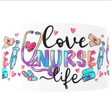 1 inch 1 yard Nurse life RN LPN Rainbow Grosgrain Ribbon 1253067