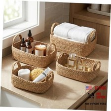 Beautiful Storage Basket Set of 4 - Natural Jute Rope Baskets for Shelves Are