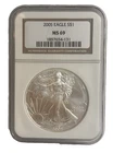 2005 American Silver Eagle $1 Dollar Coin One Troy Ounce 0.999 Fine NGC MS69