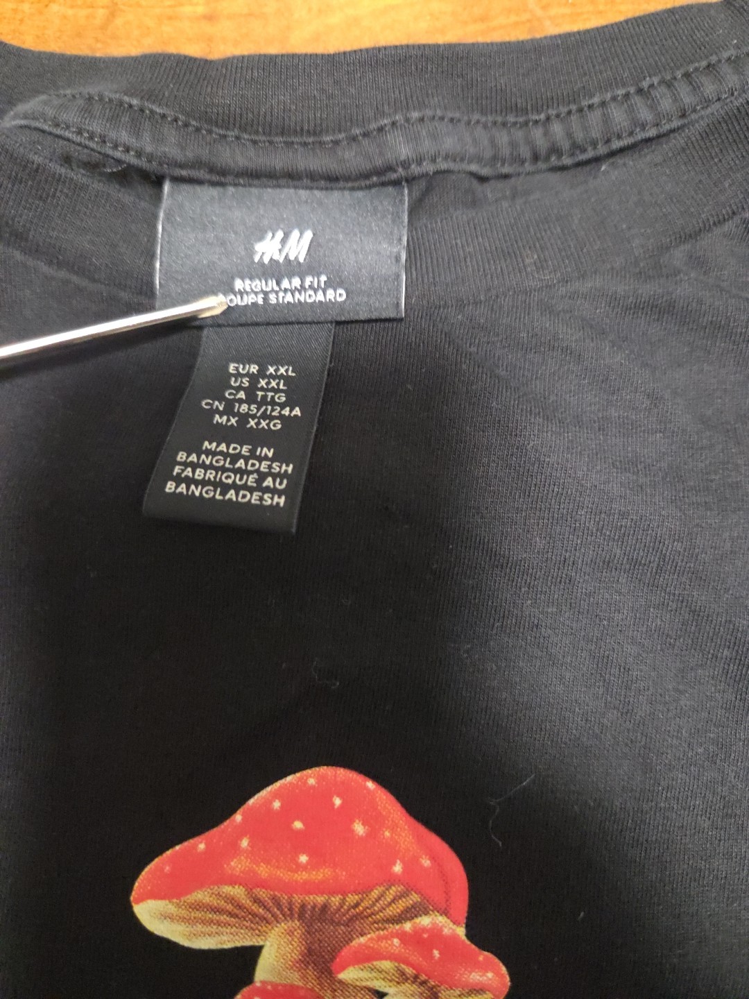 Official H&M Amanita Muscaria Mushroom Graphic T-Shirt - Black - Men's Xxl image 5