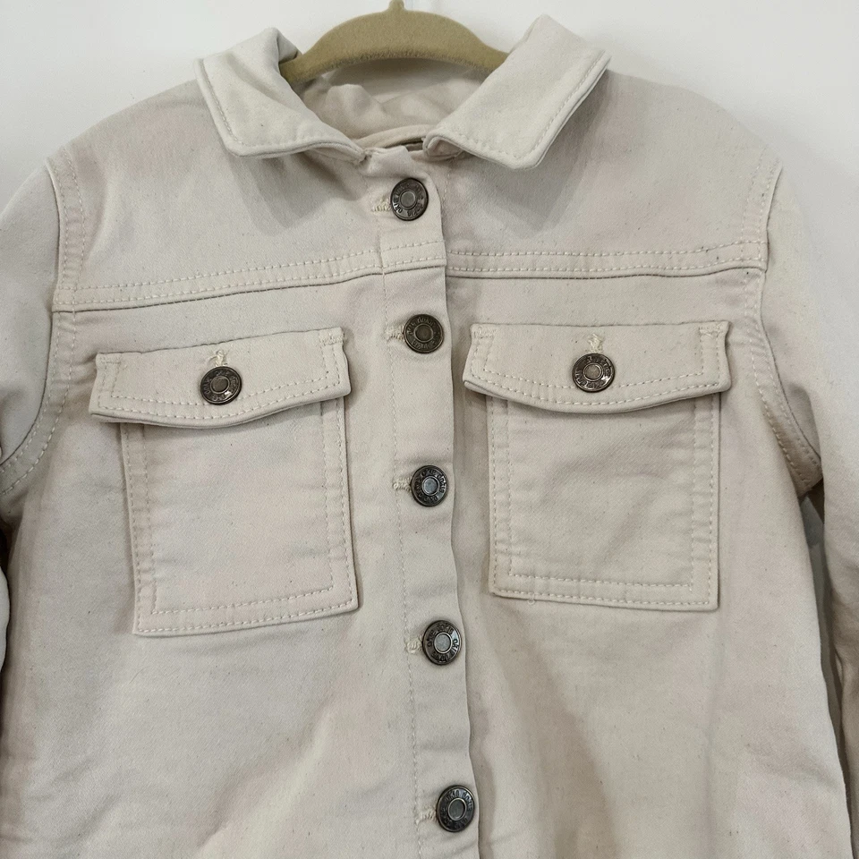 Toddler Girls 4T White Jean Jacket Okie Dokie Stretch Button Snap Front - Image 3 of 4