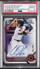 2022 BOWMAN DRAFT CHROME DRAFT PICK AUTOS CHASE DELAUTER 290/499 PSA 10 AUTO