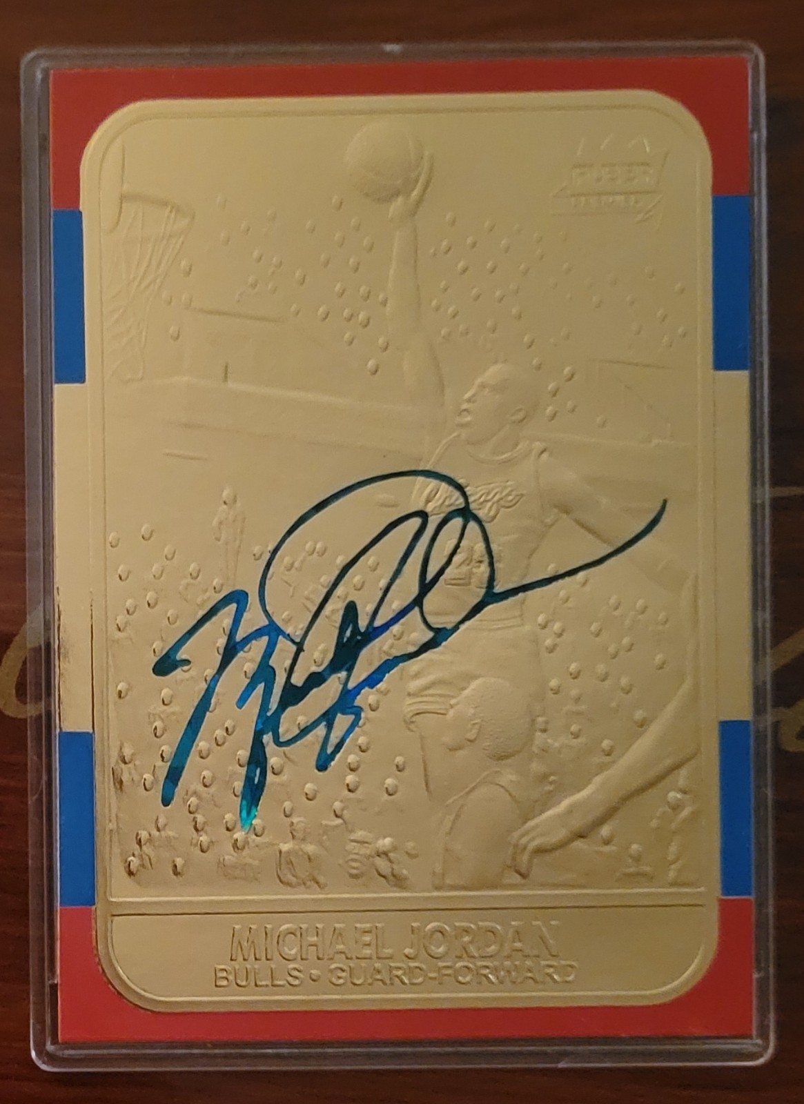 1997 Fleer Michael Jordan 1986 Rookie RP 23KT Gold BLUE Signature 0261/1986  view 3