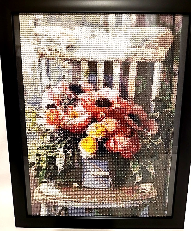 Алмаз искусства цветочный букет деревенский картина в рамке 12 1/4 x 15 1/4» потертый шик - Изображение 3 из 4