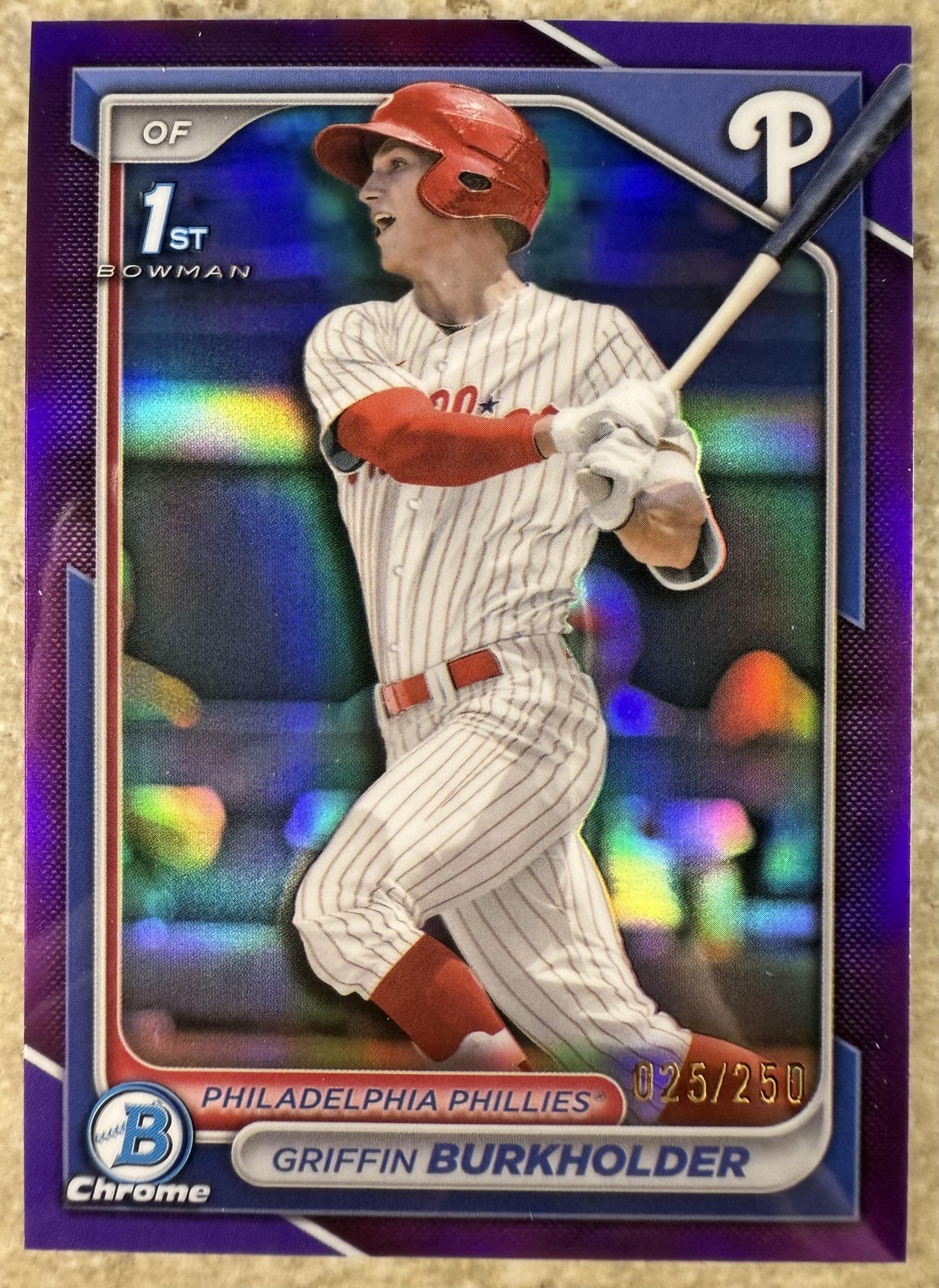 2024 Bowman #BDC-60 Griffin Burkholder Chrome Purple Refractor 1st Bowman /250