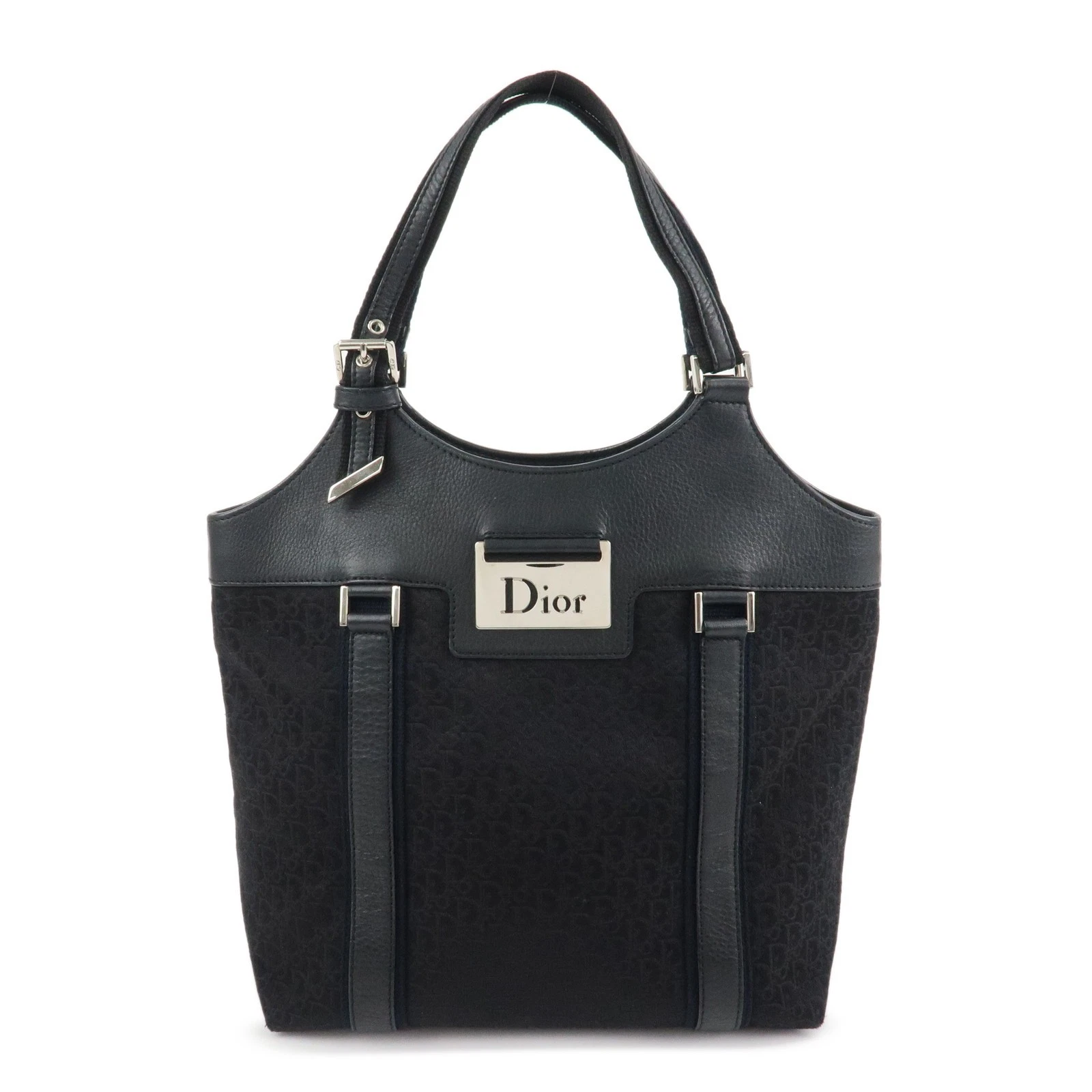 Authentique sac fourre tout Christian Dior Street Chic Trotter toile cuir noir occasion F/S