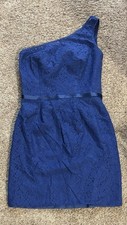 Jasmine Women's Dress Blue One Strap Size 6 Lace Overlay with Ribbon Detail