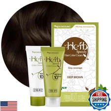 1Box Dongsung Herb Speedy Vegan Hair Dye Deep Brown + Track