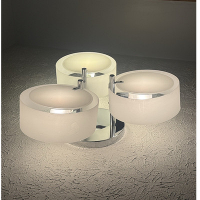Modern 3-Light Semi Flush Mount Ceiling Light, Chrome Metal, White Glass Shades
