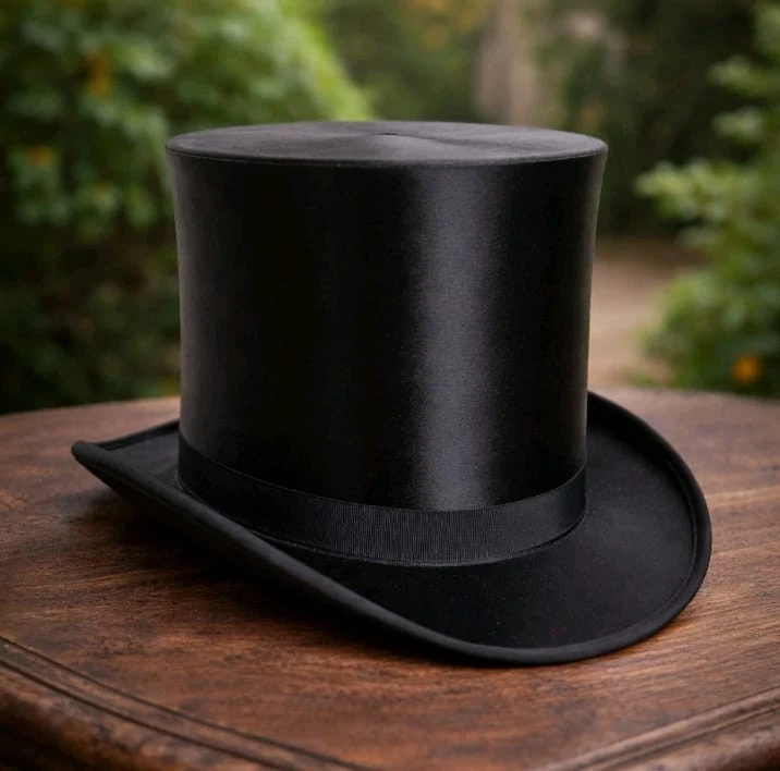 Handmade Pure Black Silk Tall Top Hat - Vintage Premium Classic Western Style
Opens in a new window