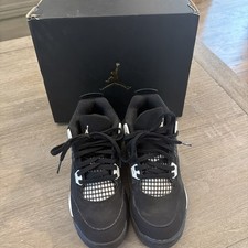 Nike Air Jordan 4 Retro YOUTH Sz 2.5 Boys Black Shoes