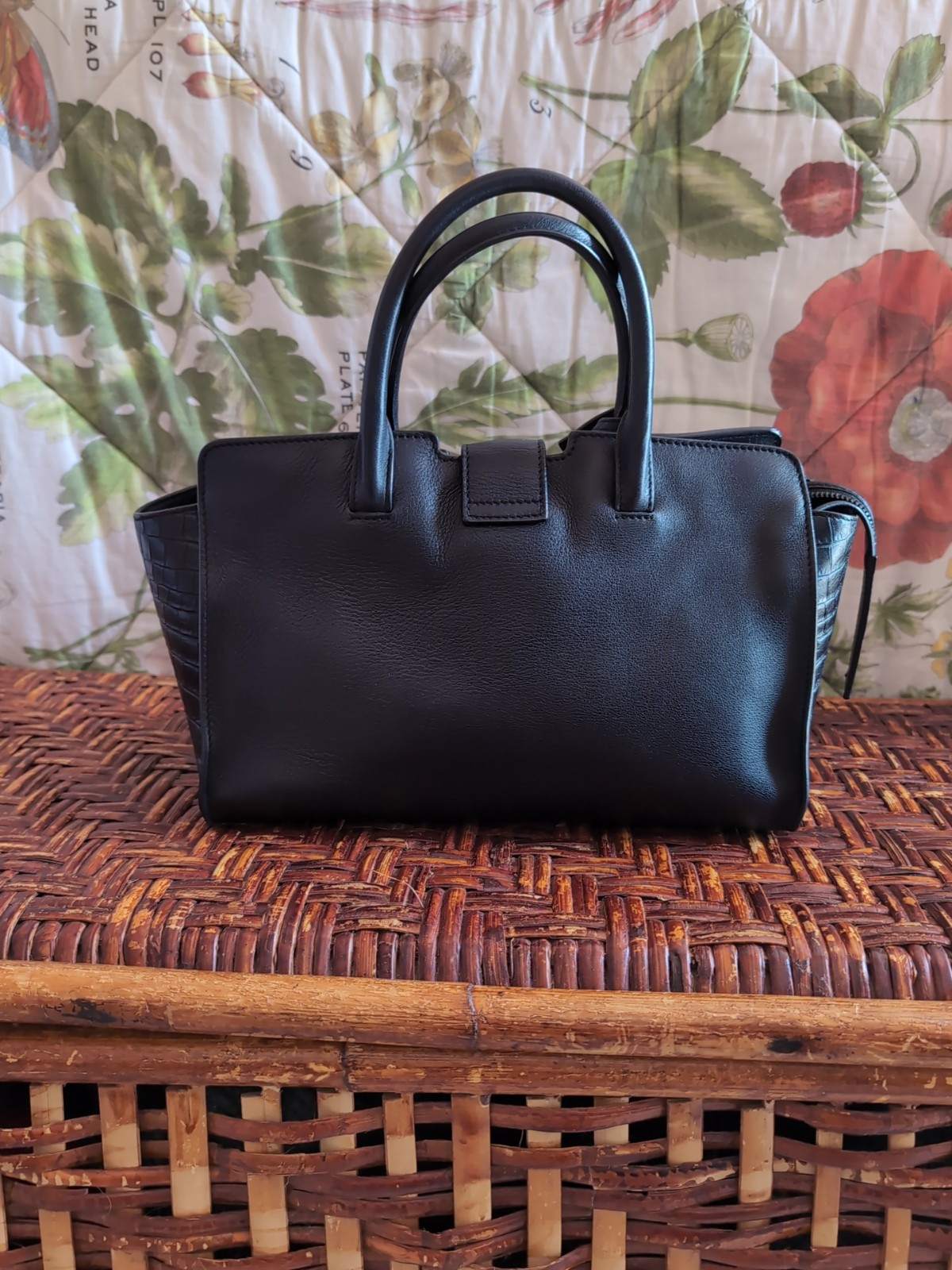 SAINT LAURENT BORSA YSL DOWNTOWN CABAS IN PELLE DI VITELLO NERA ACCENTI DI COCCODRILLO LOGO NERO