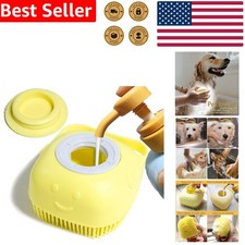 Yellow Pet Bath Brush Soft Silicone Dog Grooming Shampoo Dispenser Cat Shower...