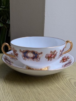 Royal Imperial Porzellan Suppencoupés & Untertassen Bone China Mitte 20. Jahrhundert TOP