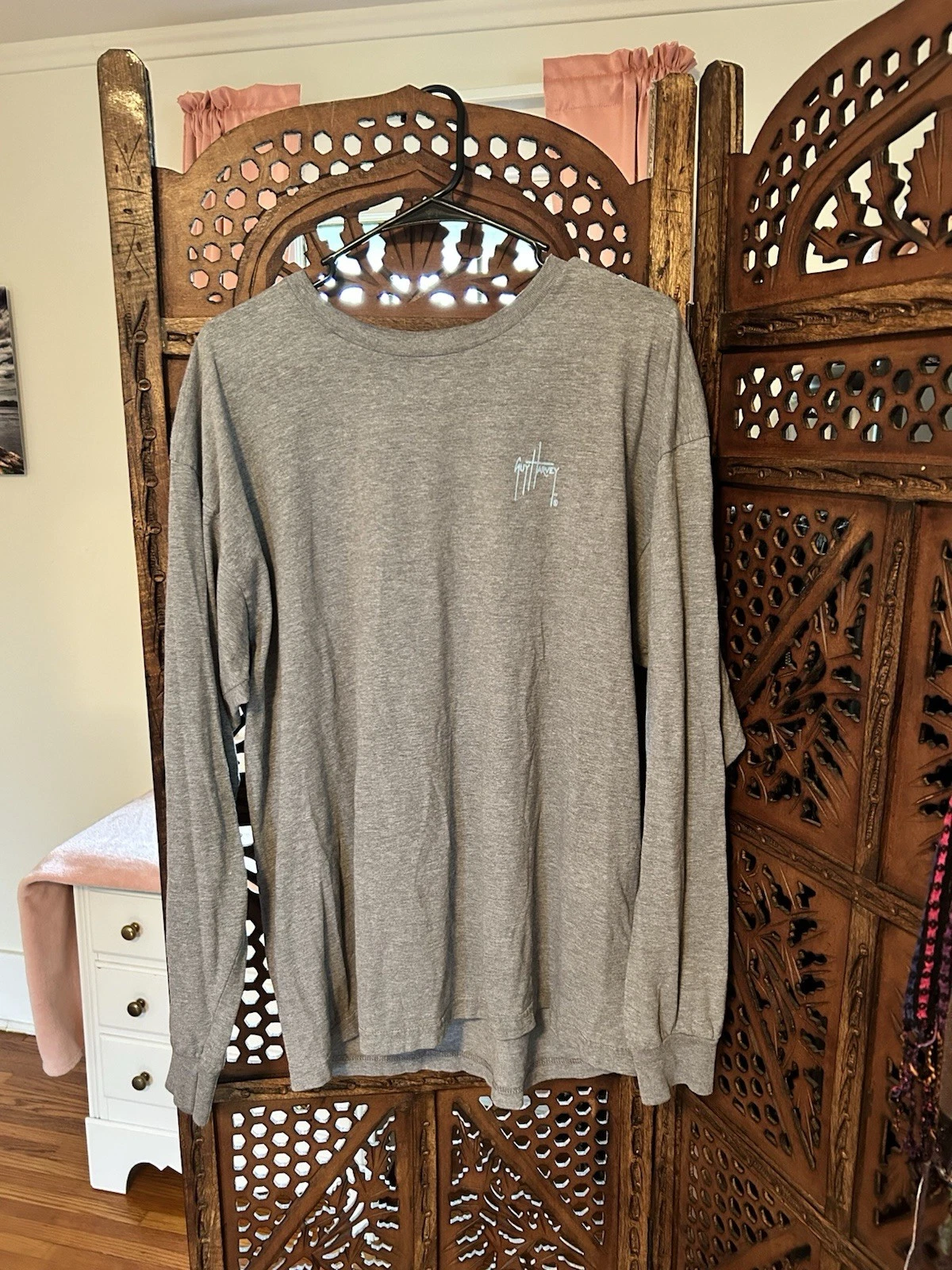 Guy Harvey Mens Gray Long Sleeve Fishing Shirt Size XL