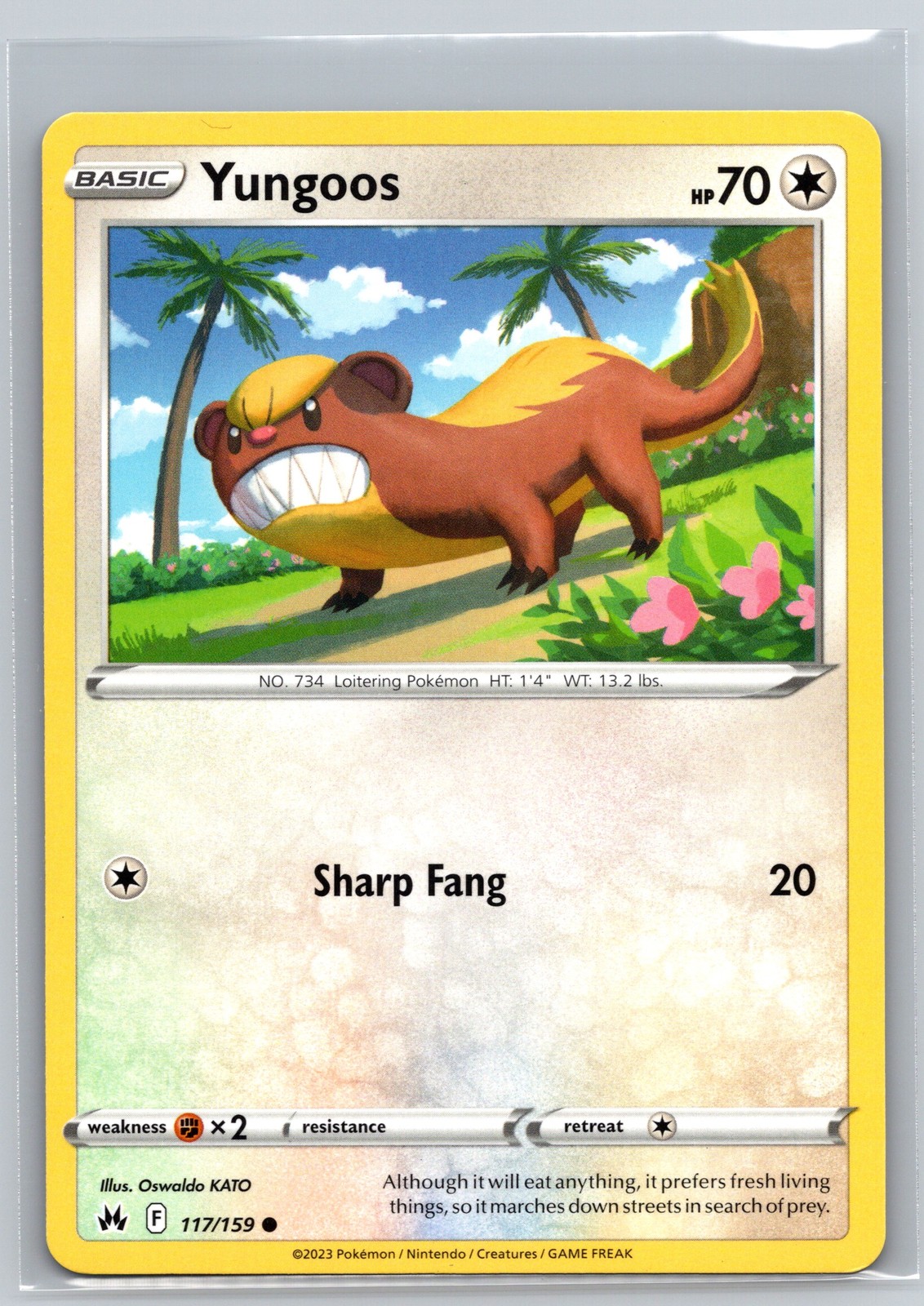 Pokemon Card Yungoos 117/159 Crown Zenith Colorless Basic Loitering Pokemon TCG