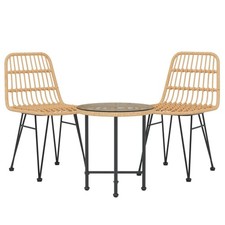 3-Piece Outdoor Dining Set in Black Poly Rattan vidaXL