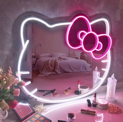 Kitty LED Neon Wand Schminkspiegel Neon Schild Home Decor Spiegel Licht Beauty