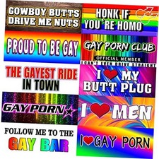 Gay Pride Funny Magnet Bumper Sticker, Rainbow Pride Prank Sign for Magnetic Rb