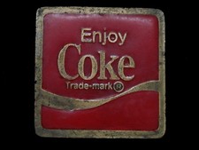 TH03143 VINTAGE 1975 ENJOY COKE SODA FOUNTAIN ADVERTISEMENT BELT BUCKLE